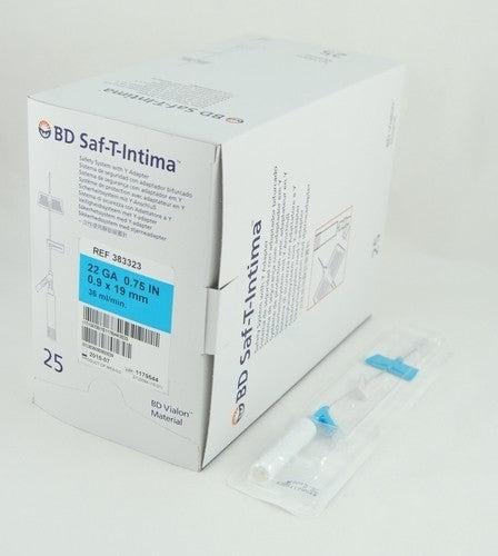 BD Saf-T-Intima™ Winged IV Catheter 22G x 3/4" Y-Adapter