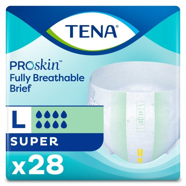 TENA®ProSkin™ Super Incontinence Briefs, Large, 48 in. to 59 in. Green - Case of 56