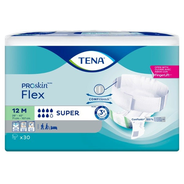 Culotte contre l'incontinence TENA® Flex™, super absorbante, taille 12, moyen, 28 po à 42 po vert - caisse de 90