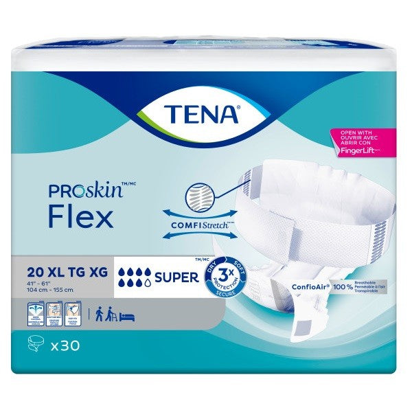 Culotte contre l'incontinence TENA® Flex™, super absorbante, taille 20, TG, 41 po à 61 po gris - caisse de 90