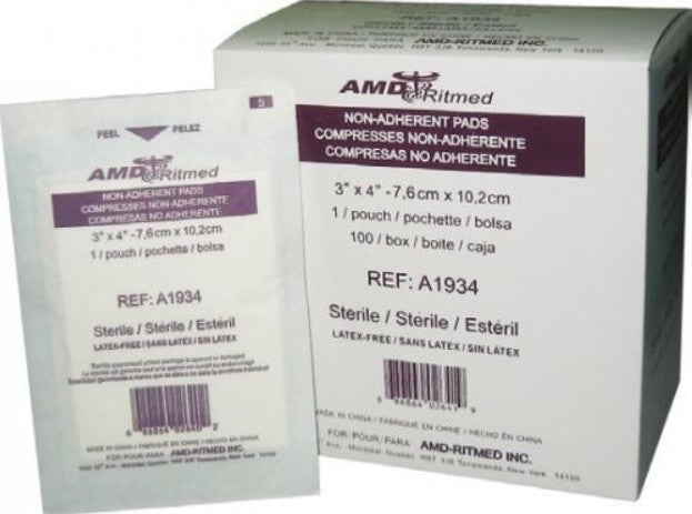 COMPRESSE NON-ADHERANTE STERILE 3.5 x 8po BTE/50