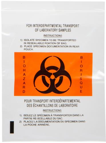 Sac biomédicaux  transport triple fermeture a/pochette REQ BTE/500