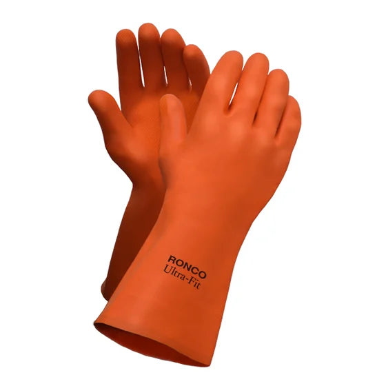 Ultra-Fit™ Gants réutilisables en latex orange, Floqué - 12po, 33 mils- Caisse de 36 pairs