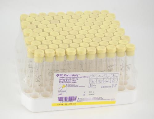 Tube en verre BD Vacutainer® pour la microbiologie du sang total en polyanéthol sulfonate de sodium (SPS) - CA/1000