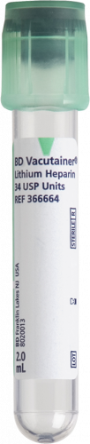 BD Vacutainer® Plasma Tube, 37 USP Units of Lithium Heparin (Spray Coated) - BTE/100 CA/1000