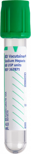 BD Vacutainer® Plasma Tube, 75 USP Units Heparin Sodium (Spray Coated) - 13x75mm 4ml - BTE/100 CA/1000