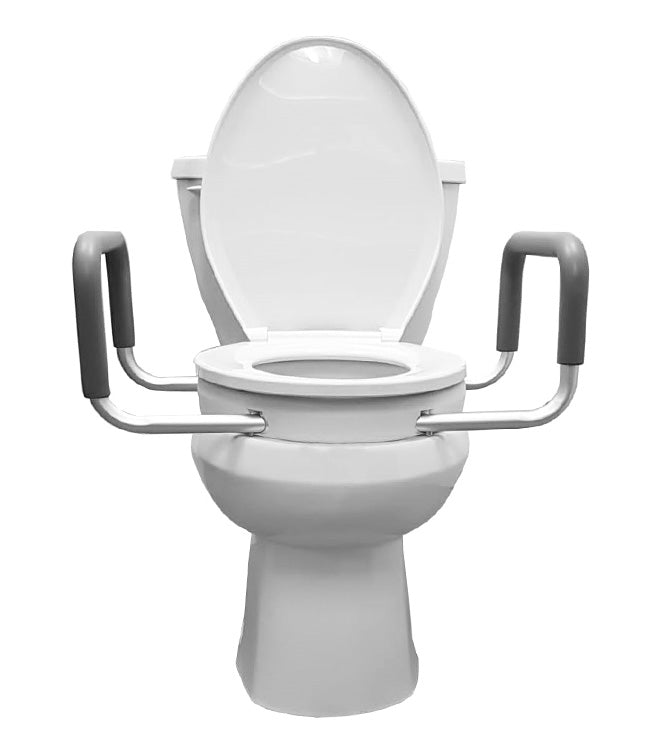 Siège de toilette allongé surélevé de 2" ou 4" avec accoudoirs